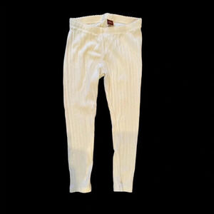 TEA COLLECTION EUC GIRLS IVORY COTTON LEGGINGS PANTS CASUAL BOTTOMS PANTS SIZE 6
